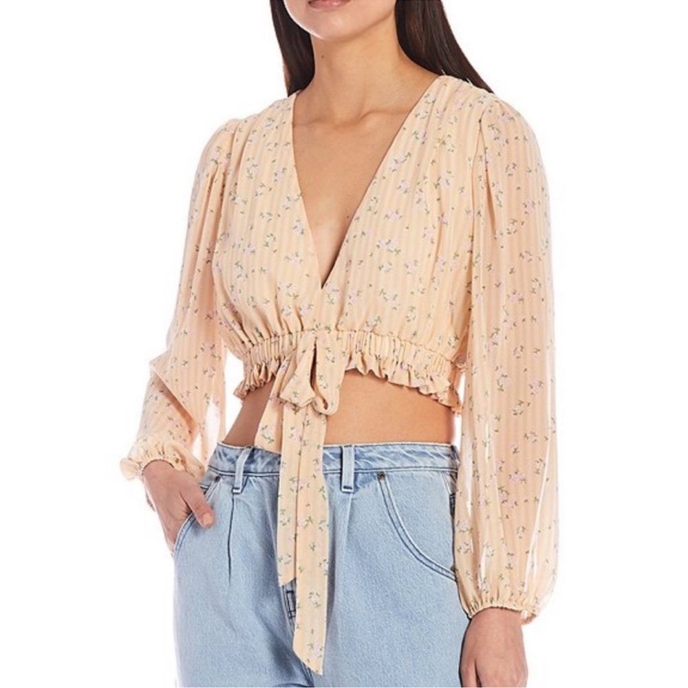 Gianni Bini Floral Beige Blouse